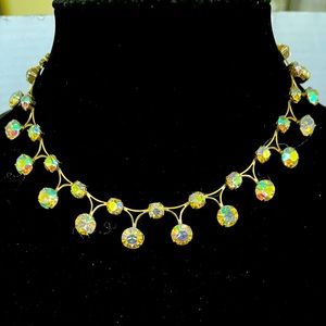 Two Vintage Clear Crystal Bib Necklaces